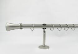  25 mm Ø Wien függönykarnis szett, 1 soros, nikkel-matt, nyitott tartóval BORDÁS CSŐ (300 cm)