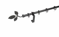  16 mm Ø Tata függönykarnis szett, 1 soros, fekete, lapostartóval (120 cm)