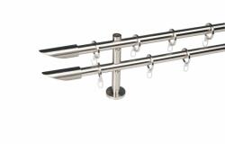  16 mm Ø Praga karnis szett, 2 soros, inox, block tartóval (120 cm)