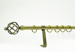 16 mm Ø Szeged függönykarnis szett, 1 soros, óarany, lapostartóval (200 cm)