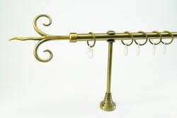  16 mm Ø Kecskemét függönykarnis szett, 1 soros, óarany, nyitott tartóval (160 cm)