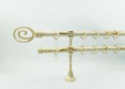 19 mm Ø Florenz karnis szett, 2 soros, ecrü-gold, nyitott tartóval (240 cm)