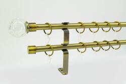 16 mm Ø Glasgow karnis szett, 2 soros, óarany, lapostartóval (160 cm)