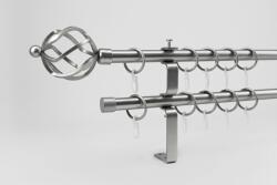  16 mm Ø Szeged karnis szett, 2 soros, nikkel-matt, lapostartóval (160 cm)