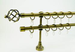 16 mm Ø Szeged karnis szett, 2 soros, óarany, nyitott tartóval (160 cm)