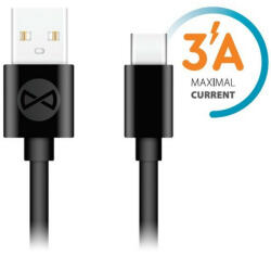 Forever USB-A/USB-C töltő és adatkábel, gyorstöltés funkció, 3A, 1m, fekete