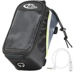 tectake 401610 biciklis táska telefontartóval - 20, 5 x 10 x 10, 5 cm, fekete/szürke/zöld