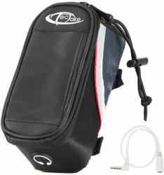 tectake 401605 biciklis táska telefontartóval - 18 x 8, 5 x 8, 5 cm, fekete/szürke/piros