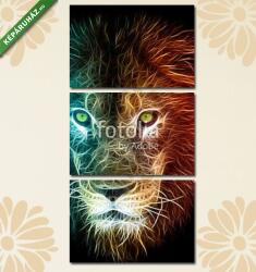 Többrészes Vászonkép, Premium Kollekció: Az oroszlán digitális fantasy fraktál design művészete(125x60 cm, L02)