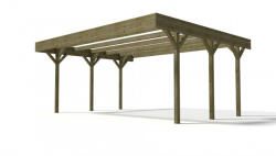 Atlana Dupla Kocsibeálló pergola 600x500 cm fenyőfa szabadon álló impregnált fa hullámlemez tető