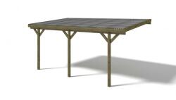 Atlana Kocsibeálló pergola 300x500 cm fenyőfa oldalfalhoz rögzíthető impregnált fa PVC tető borítás
