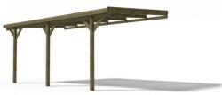 Atlana Kocsibeálló pergola 300x500 cm fenyőfa oldalfalhoz rögzíthető impregnált fa kereszt és hosszanti gerendás nyitott tető
