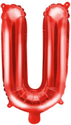 PartyDeco Balon din folie Mini - Litera U 35 cm roșu