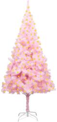 vidaXL Rózsaszín műkarácsonyfa LED fényekkel és talppal 210 cm (3077414)
