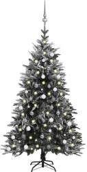 vidaXL Műkarácsonyfa LED fényekkel hóval gömb szettel 180 cm (3077929)