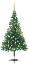 vidaXL Műkarácsonyfa LED fényekkel és gömb szettel 210 cm (3077490)