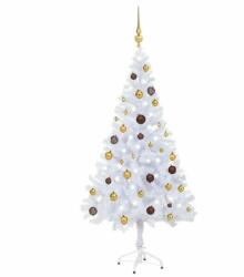 vidaXL Műkarácsonyfa LED fényekkel és gömb szettel 150 cm (3077493)
