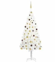 vidaXL Fehér műkarácsonyfa LED fényekkel és gömb szettel 210 cm (3077549)