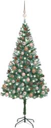 vidaXL Műkarácsonyfa LED fényekkel gömb szettel és tobozokkal 180 cm (3077614)