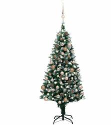 vidaXL Műkarácsonyfa LED fényekkel gömb szettel és tobozokkal 180 cm (3077617)