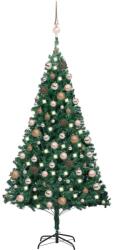 vidaXL Műkarácsonyfa LED fényekkel és gömb szettel 150 cm (3077621)