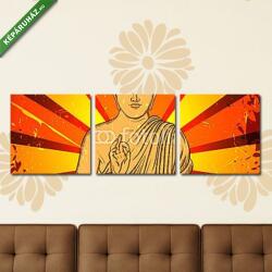 Többrészes Vászonkép, Premium Kollekció: Vintage poszter ülő Buddha a grunge háttéren. áztat(125x40 cm, B01)