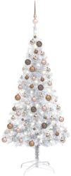vidaXL Ezüst zínű műkarácsonyfa LED fényekkel gömb szettel 120 cm (3077608)