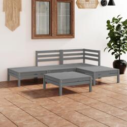 vidaXL Set mobilier de grădină, 5 piese, gri, lemn masiv de pin (3082624) - vidaxl