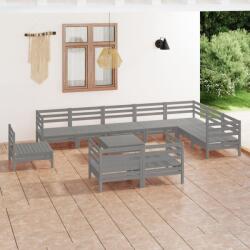 vidaXL Set mobilier de grădină, 11 piese, gri, lemn masiv de pin (3083091) - vidaxl