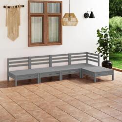 vidaXL Set mobilier de grădină, 5 piese, gri, lemn masiv de pin (3082659) - vidaxl