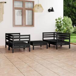 vidaXL Set mobilier de grădină, 5 piese, negru, lemn masiv de pin (3082401) - vidaxl