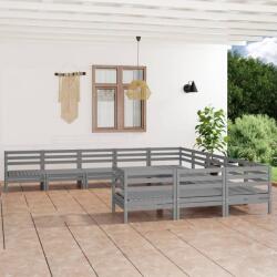 vidaXL Set mobilier de grădină, 11 piese, gri, lemn masiv de pin (3083286) - vidaxl