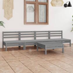 vidaXL Set mobilier de grădină, 5 piese, gri, lemn masiv de pin (3082489) - vidaxl