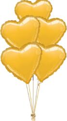 Balloons4party Buchet 5 baloane inimi auriu inchis 43 cm