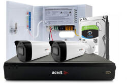 Acvil Sistem supraveghere exterior middle Acvil Pro ACV-M2EXT40-4K, 2 camere, 4K, IR 40 m, 2.8 mm, audio prin coaxial, HDD 1TB (ACV-M2EXT40-4K)