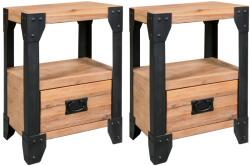 vidaXL Noptiere, 2 buc. , 40 x 30 x 54 cm, lemn masiv de acacia, oțel (279100)