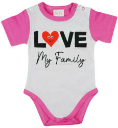 Andrea Kft Love my family" feliratos rövid ujjú baba body pink