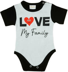 Andrea Kft Love my family" feliratos rövid ujjú baba body fekete