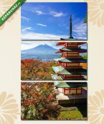  Többrészes Vászonkép, Premium Kollekció: Mt. Fuji a Chureito Pagoda, Fujiyoshida, Japán(125x70 cm, L01)