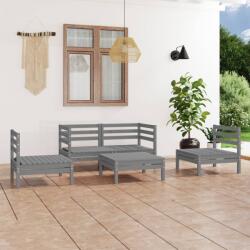 vidaXL Set mobilier de grădină, 5 piese, gri, lemn masiv de pin (3082529)