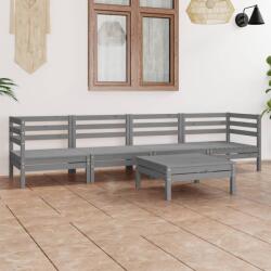 vidaXL Set mobilier de grădină, 5 piese, gri, lemn masiv de pin (3082509)