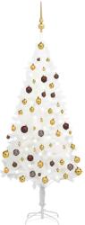 vidaXL Fehér műkarácsonyfa LED fényekkel és gömb szettel 150 cm (3077547)