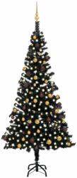vidaXL Fekete műkarácsonyfa LED fényekkel gömb szettel 240 cm (3077506)