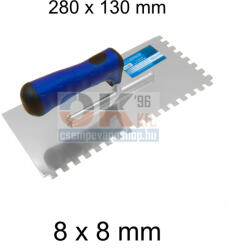 Bautool fogazott glettvas gumírozott soft nyél 8×8 mm 280×130 mm (b81201208) (b81201208)