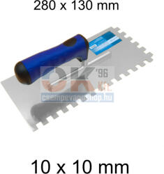 Bautool fogazott glettvas gumírozott soft nyél 10×10 mm 280×130 mm (b81201210) (b81201210)