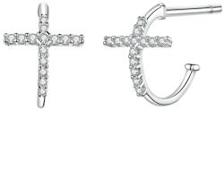 BeSpecial Cercei argint semicerc cu crucea moderna placati cu rodiu (EST0107)