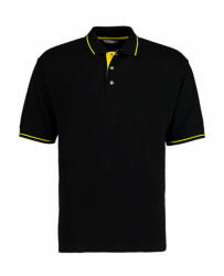 Kustom Kit Férfi rövid ujjú galléros póló Kustom Kit Men's Classic Fit St. Mellion Polo L, Fekete/Sárga