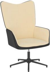 vidaXL Scaun de relaxare, alb crem, catifea și PVC (327840)