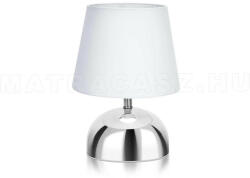  Luciano asztali lámpa fényes acéltalppal és fehér ernyővel - matracasz