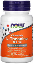NOW L-Theanine with Inositol and Taurine, 100 mg, Now Foods, 90 Tablete Masticabile